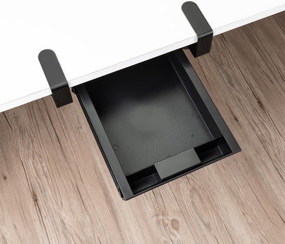 EHO Under Desk Slide-Out Storage Drawer, Small 11.7"x8.2" Pull-Out Organizer with Smooth Sliding Rail, Adjustable C-Clamp Mount, Black Tray for Home Office & Standing Desk