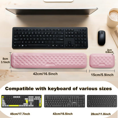 Keyboard Wrist Rest Mouse Wrist Support, Memory Foam Wrist Rest Pad for Computer Laptop, Ergonomic Wrist Cushion Support for Typing Pain Relief, Gaming Home Office, Pink