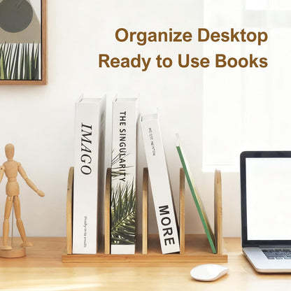 Cookbook Organizer, Wooden Countertop Bookshelf, Space-Saving Recipe Book Storage Holder, Small Desktop Display Rack for Kitchen, Pantry, Home Office Counter Decor