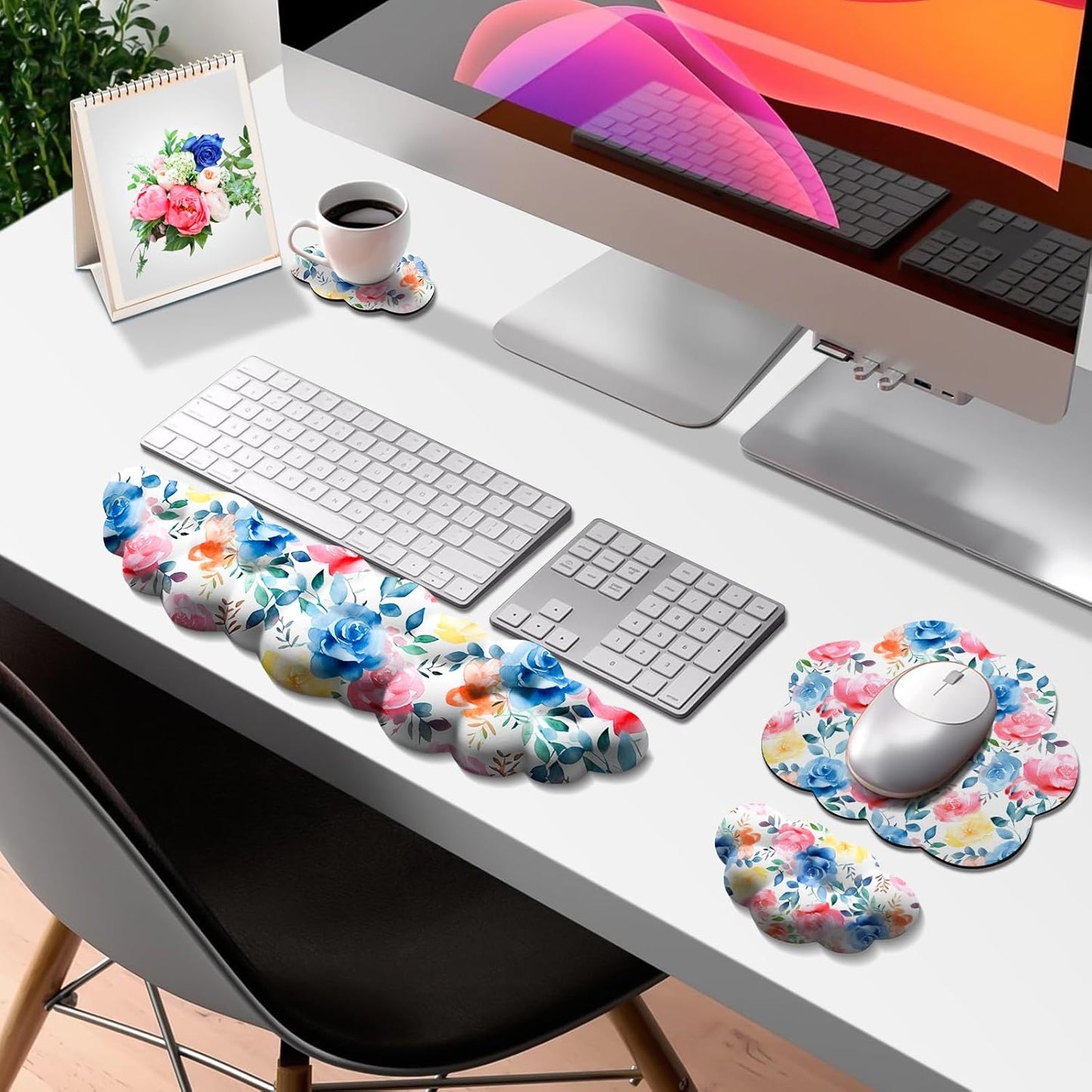 JIKIOU Upgrade Leather Cloud Keyboard Wrist Rest, Cloud Wrist Rest with Non-Slip PU Base, Comfortable Memory Foam Wrist Rest for Computer Laptop Mac Gaming Office and Pain Relief Christmas Wish Gift
