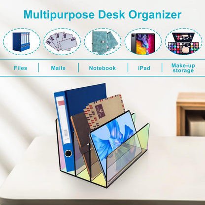 Boloyo Acrylic File Holder,1PC 2 Sections Clear File Organizer Mail Letter Sorter Desktop Folder Holder for Home Office School Envelope Bill Filling Paper Document