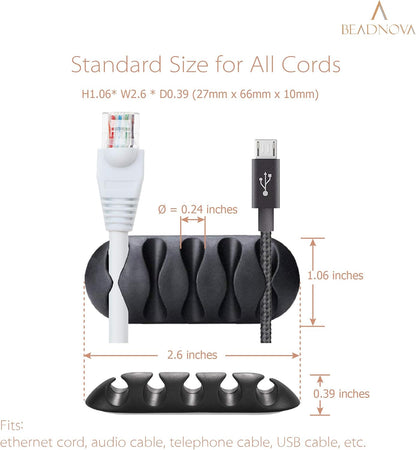 BEADNOVA Cable Clips Cord Organizer Cable Management Wire Cord Holder 24 Pcs Adhesive Wire Holder for Car Charging Accessory PC Office (Black,1 Slots, 2 Slots, 3 Slots,5 Slots)