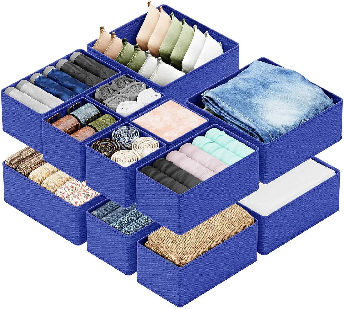 SpaceAid Drawer Organizer for Clothes, 18 Pack Dresser Drawer Organizer Bins, Closet Organizers and Storage Dividers for Clothing, Underwears, Socks (Beige)