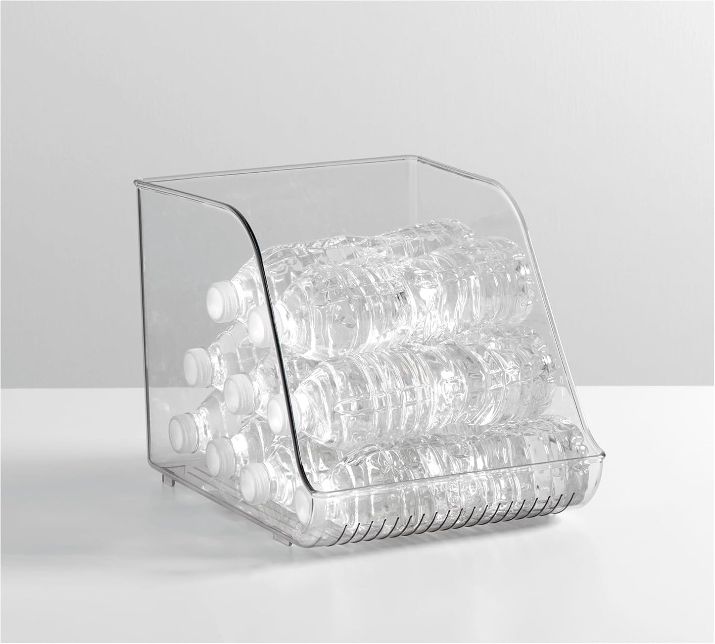 iDesign Plastic Water Bottle Organizer for Fridge, Bottle Holder for Kitchen and Pantry, Clear, 2-Pack