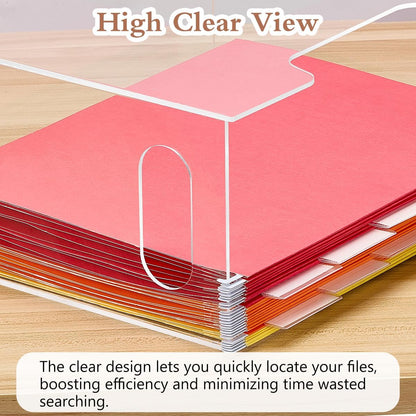 Jumyee Clear Acrylic File Folder Organizer with Handle – Portable Hanging File Box for Letter/A4, See-Through Desktop File Storage for Home Office School (No Folders Included)