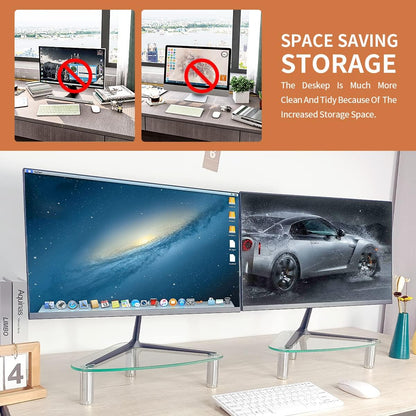 Hemudu 2 Pack Computer Monitor Riser | Triangle Desktop Universal Corner Stand for Computer Monitor & Laptop HD01T-203