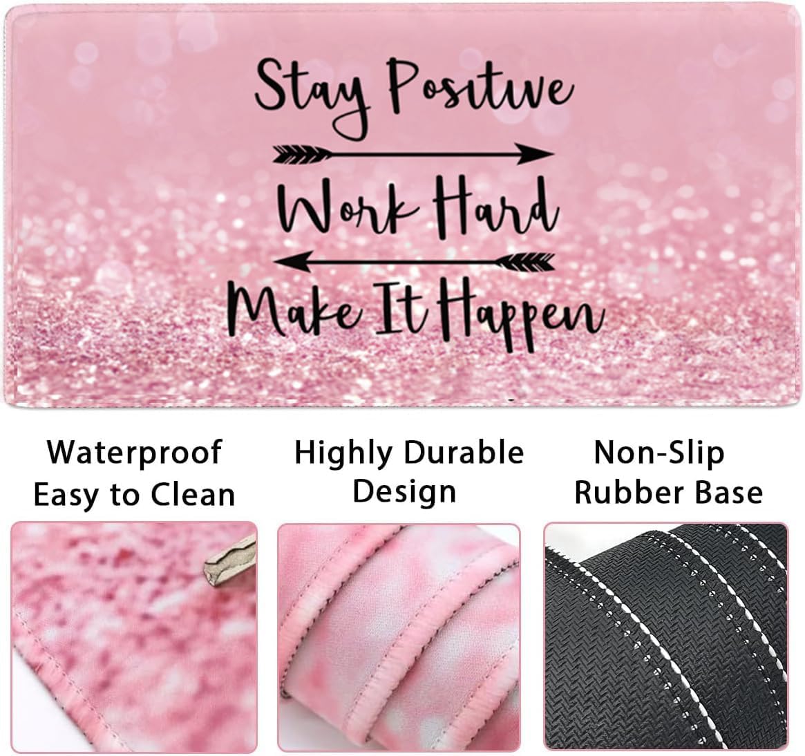 Memory Foam Ergonomic Keyboard Wrist Rest Pad and Mouse Wrist Rest Support Mouse Pad Set for Office Gaming Easy Typing-Pink Fluid