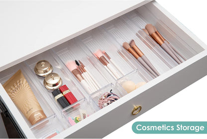 Backerysupply Clear Plastic Drawer Organizer Tray for Vanity Cabinet (Set of 10),Storage Tray for Makeup, Kitchen Utensils, Jewelries, and Gadgets