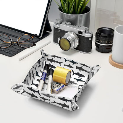 Retro Video Game Pattern Leather Vanity Tray Desktop Storage Organizer, Decorative Catchall Perfume Tray, Bathroom Valet Tray,Nightstand Caddy Holder for Keys Phone Wallet Coin Jewelry, S