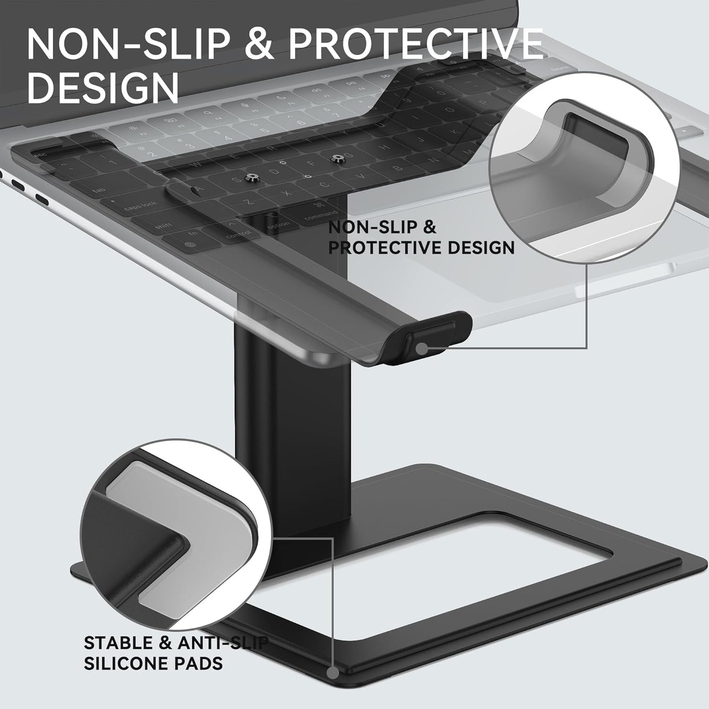 SOUNDANCE Adjustable Laptop Stand for Desk, Computer Stand, Ergonomic Laptop Riser Holder Compatible with 10 to 17.3 Inches Notebook PC Computer, Aluminum Silver