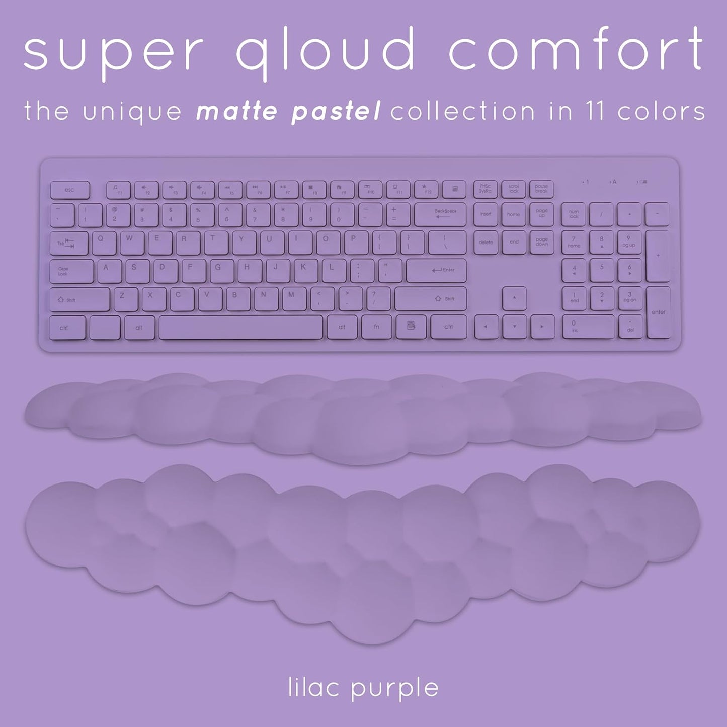 Cloud Keyboard Wrist Rest – Create-ables Qloud Cloud Wrist Rest for Computer Keyboard and Mouse, Ergonomic Memory Foam Wrist Pad with Non-Slip Base, Includes Cloud Mouse Pad – White