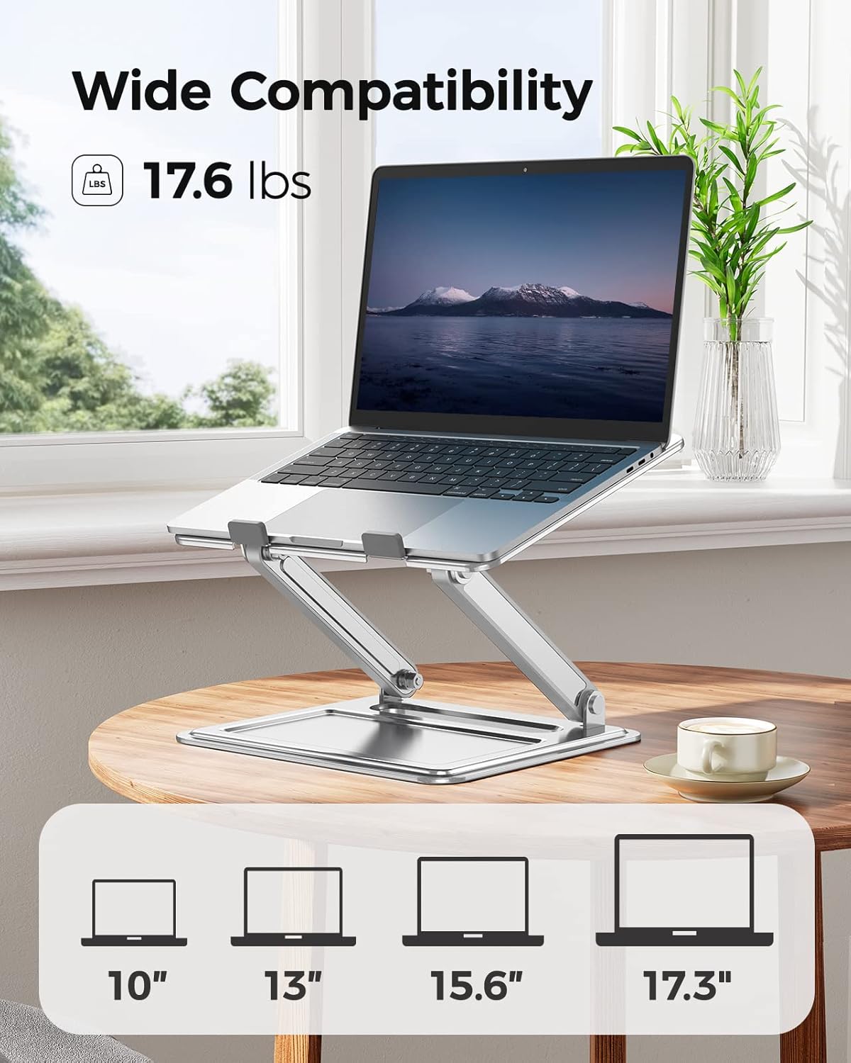 LORYERGO Adjustable Laptop Stand, Portable for 17.3inch Laptops, Holds Up to 17.6lbs, Ergonomic Posture & Heat Dissipation