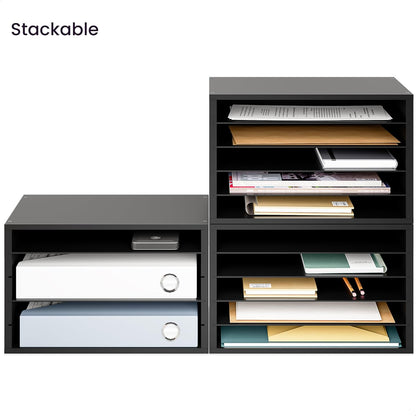 Ballucci 4-Tier Paper Organizer for Desk, Stackable Organizer Tray, Desk Storage Shelves, Stacking Letter Paper Tray Sorter for Classroom, Office, White