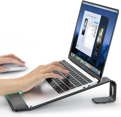 LOXP Laptop Stand for Desk, Metal Laptop Stand with Wrist Support, Ergonomic Detachable Laptop Riser, Aluminum Lectern, Computer Stand for MacBook Air Pro, HP, Dell, XPS, HP (10-17") Laptops - Black