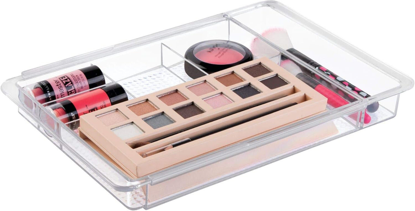 iDesign Expandable Makeup Drawer Organizer, Shallow Tray for Bathroom or Vanity Storage - Clear