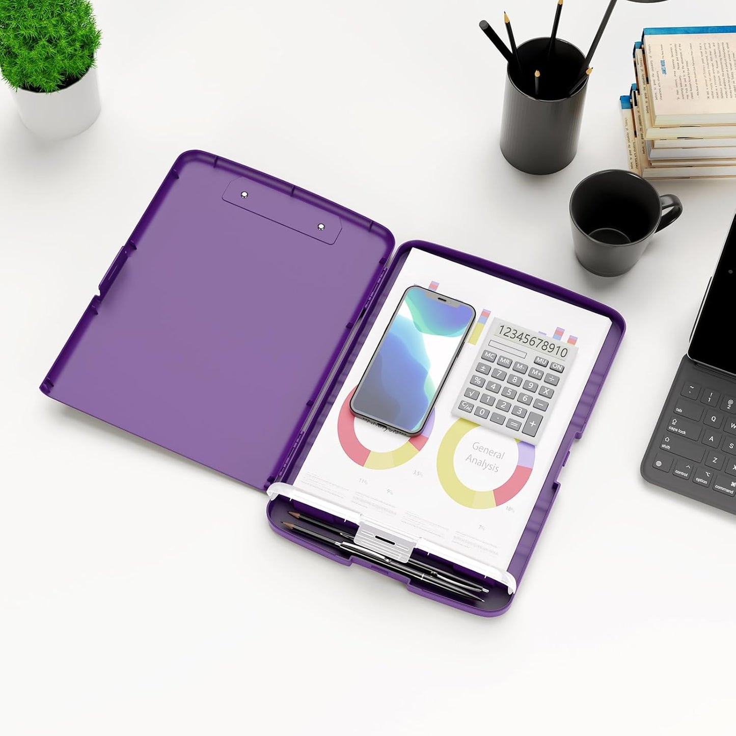 Hongri Clipboard with Storage with Pen Holder, Folder Nursing Clip Board 8.5 x 11 Foilo-Side Opening, High Capacity, Light Weight for Teachers, Classroom. Size 14 x 9.6 x 1.2 in(Pink)
