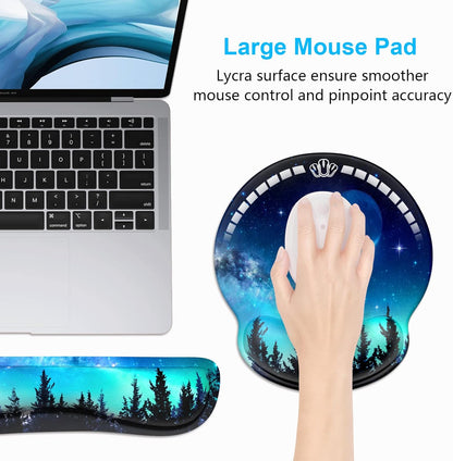 Dapesuom Keyboard Wrist Rest and Mouse Pad with Wrist Support, Cute Memory Foam Cushion for Keyboard and Mouse Set, Ergonomic Desktop Pad Rests with Non Slip Base for Easy Typing & Pain Relief, Pink