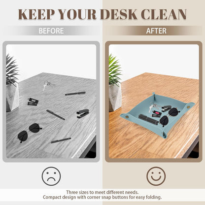 3 Pack Leather Valet Tray, 3 Sizes Catchall Tray Desk Organizer for Key Jewelry Trinket Watch Perfume Coin, for Entryway Table Nightstand Dresser Vanity Travel, Brown