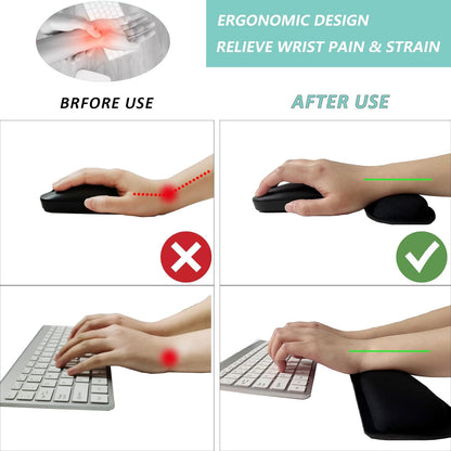 Keyboard Wrist Rest Mouse Wrist Support Set, Memory Foam Wrist Rest Pad for Computer Laptop Keyboard Mouse, Ergonomic Wrist Cushion Support for Typing Pain Relief, Gaming Home Office, Purple