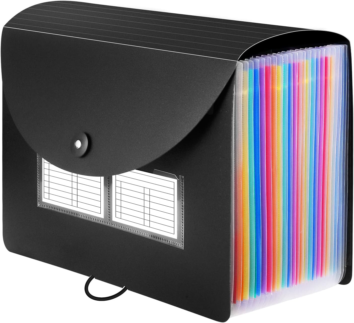 Sooez 24 Pockets Expanding File Folder with Blank Labels, According File Organizer with Expandable Cover, Desktop Accordion Folders Letter A4 Paper Document Storage Organizer, White
