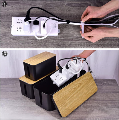 3 Pack Cable Management Box with 18 PCS Cable Management Set - Large & Medium & Small Cable Organizer Box to Hide Wires & Power Strips | TV Cord Organizer Box | for Home & Office, White