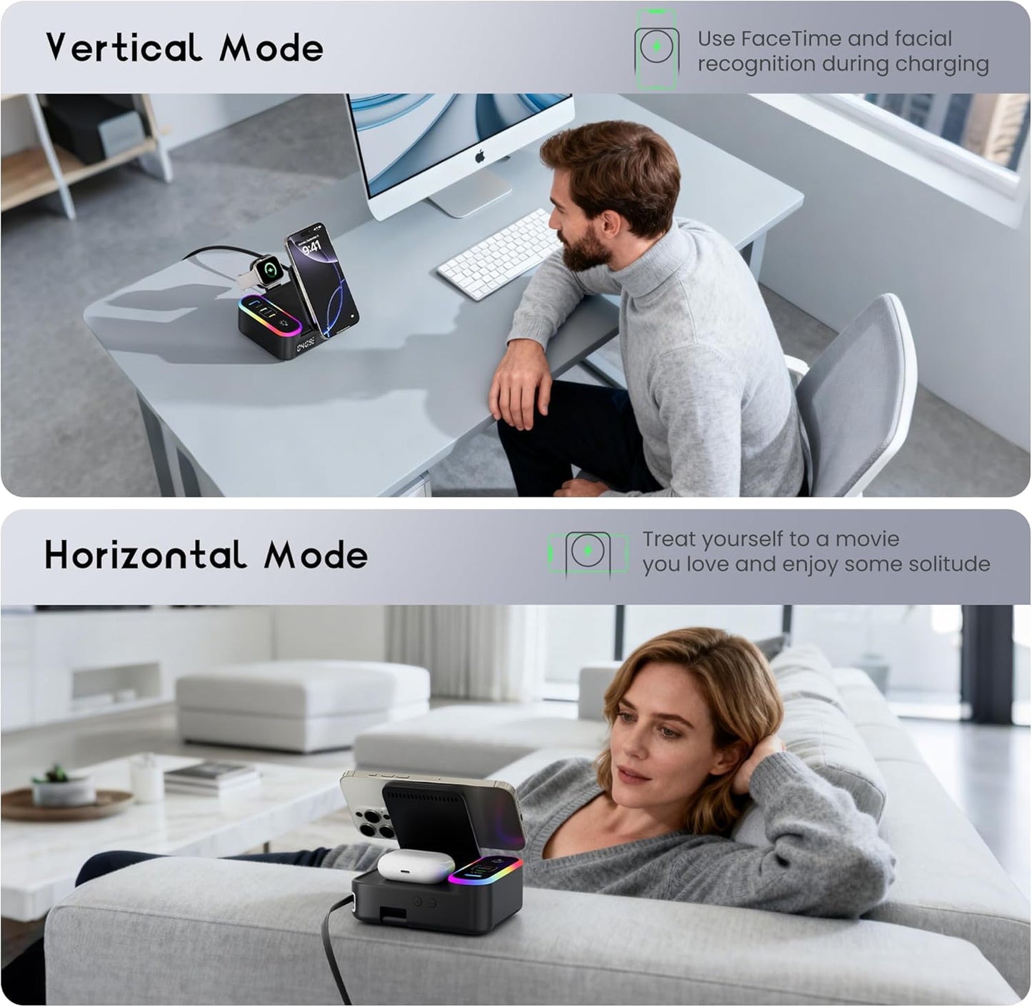 65W 8-in-1 Charging Station, 15W Magnetic Wireless Charger with Retractable Cable, 30W USB C Fast Charging Stand for iPad, Multiple Devices for iPhone 17 16 15 14 13 12 Pro Max Apple Watch Airpods
