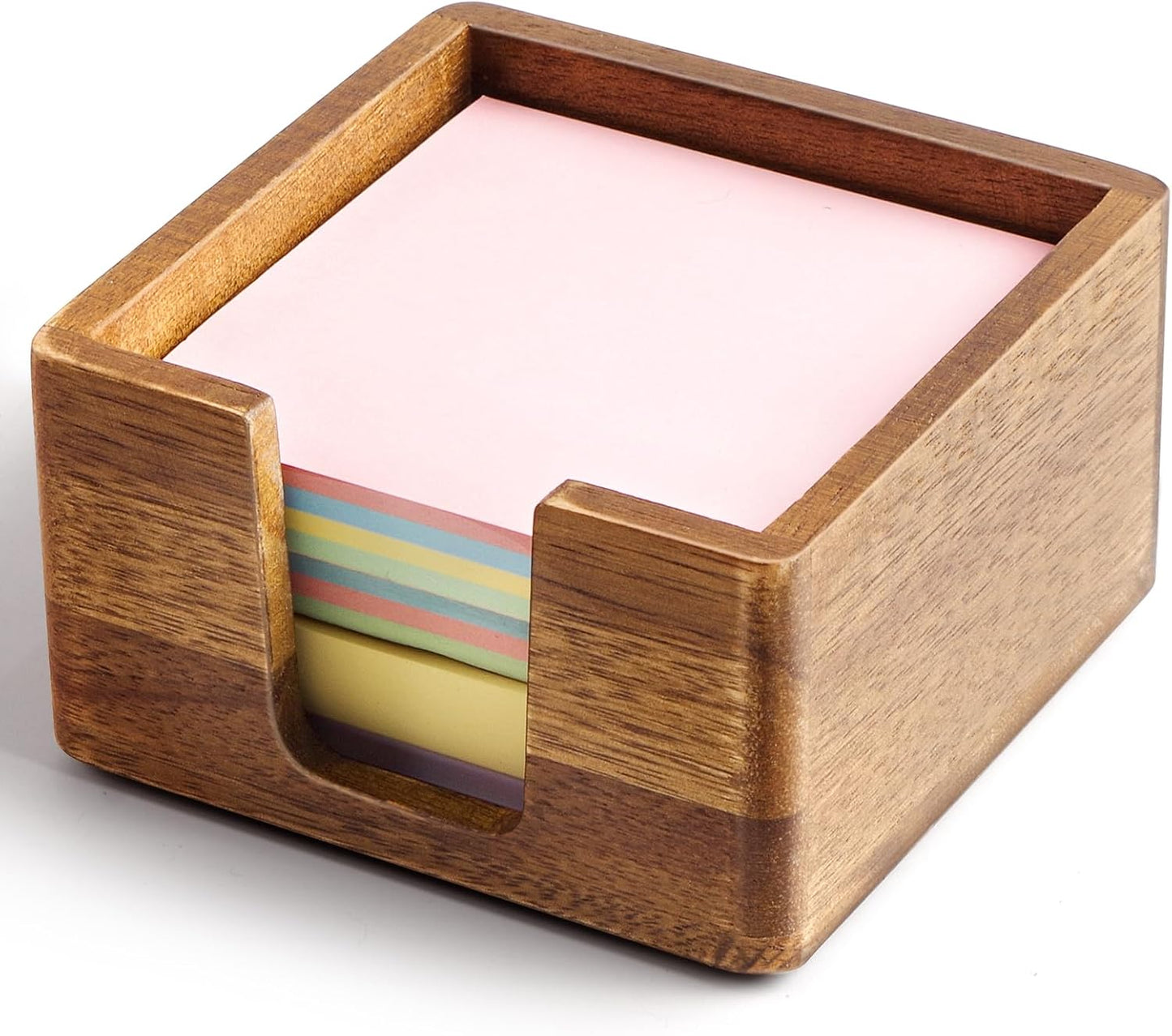 Acacia Wood Desk Organizer Set with Sticky Note Holder, Pencil Pen Cup & Paper Clip Storage, Office Desk Accessories for Marker Craft (Set of 3)