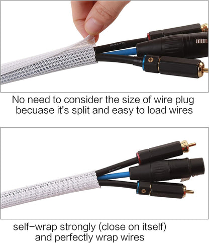 Alex Tech 10ft - 1/2 inch Cord Protector Wire Loom Tubing Cable Sleeve Split Sleeving For USB Cable Power Cord Audio Video Cable – Protect Cat From Chewing - Black