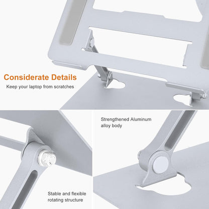Ergonomic Laptop Stand for Desk, Adjustable Fits All Laptops and Notebooks up to 17 Inch Aluminum Alloy,Steel, Ultra-Thin,Ventilated Cooling Notebook Mount.