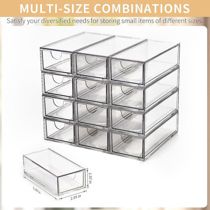 Desk Organizer with Drawers, Stackable Plastic Storage Drawers for Makeup or Desk Organization, Cabinets for Office Dressing Countertop Bathroom Bedroom (6 Packs)