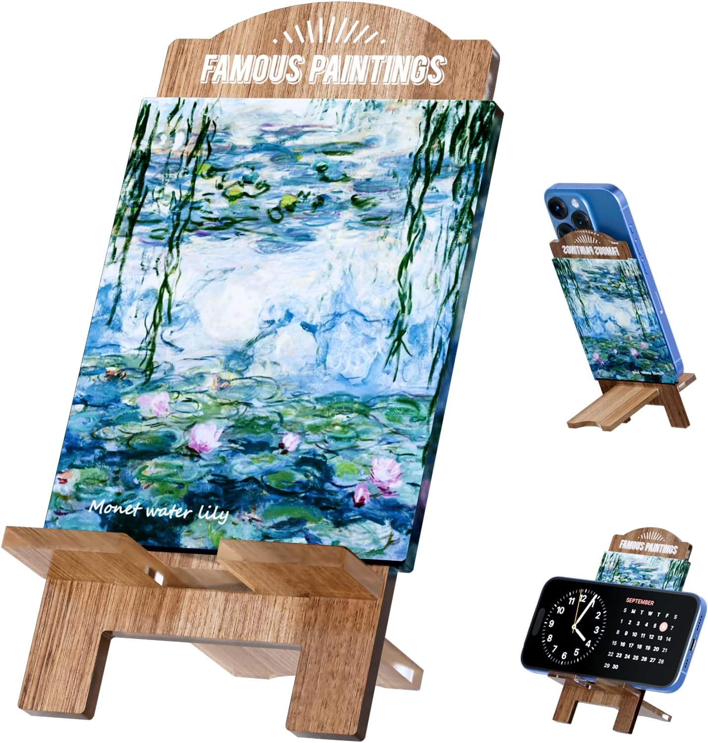 Aesthetic Acrylic Phone Stand – Artistic Desk Holder for Phones, Tablets & E-Readers | Sturdy, Lightweight & Decorative Gift (Water Lilies - Monet)