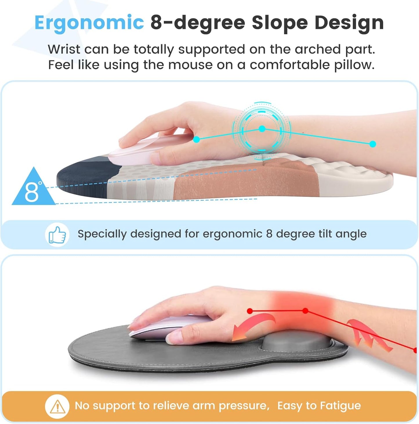 HAOCOO Keyboard Wrist Rest, Ergonomic Mouse Pad with Wrist Rest, 3 in 1 Keyboard and Mouse pad with Coaster Set, Memory Foam Wrist Support, Non-Slip PU Base for Home Office, Rose Gold Pink