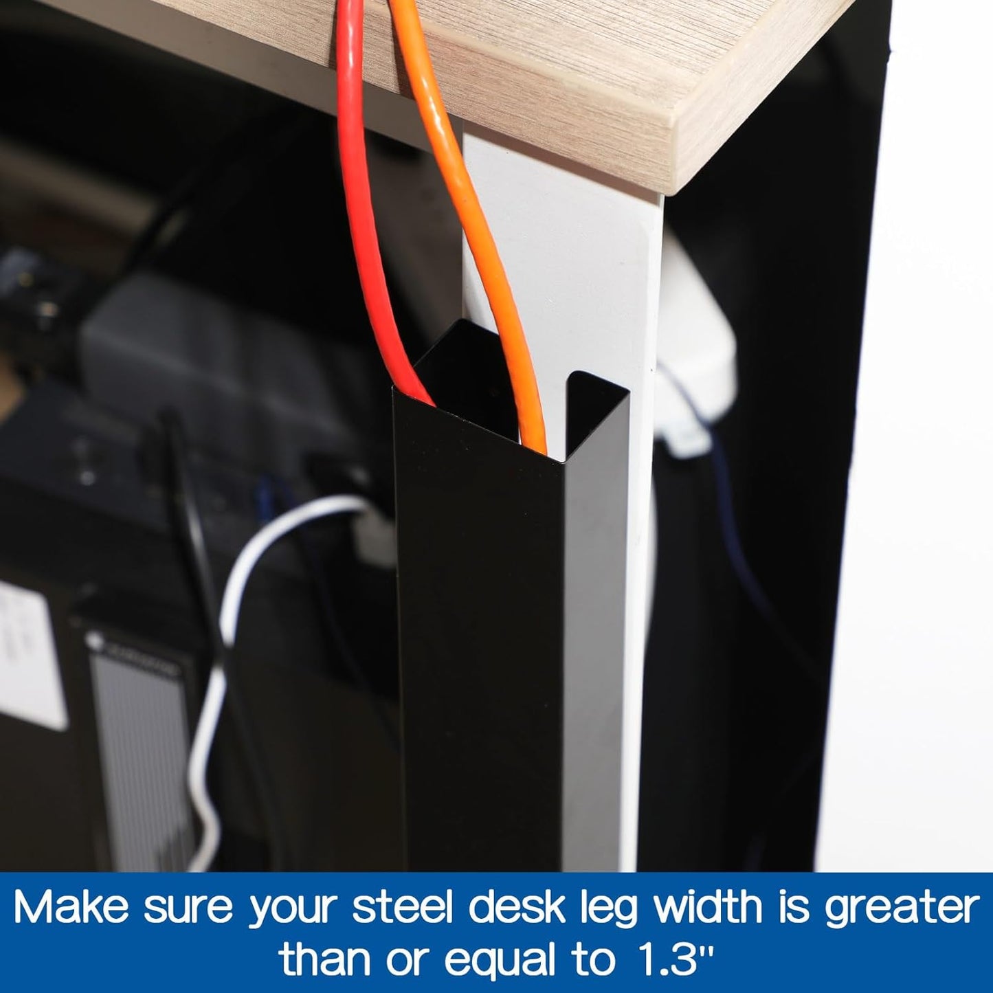 Blulu 2 Pack Steel Magnetic 14 Inch Cable Management Channel for Under Desk Leg Vertical Wire Hider Cover Cable Desk Organizer No Drill Cord Organizer Cord Hider Management for Home Office (White)