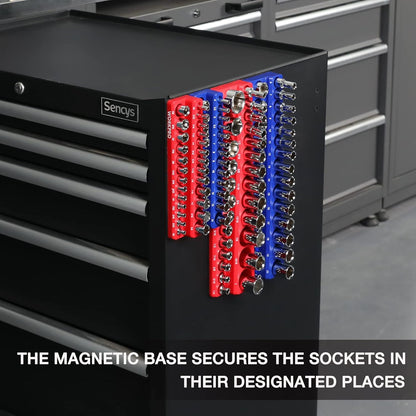 WORKPRO Magnetic Socket Organizer Set, 6-Piece Socket Holder Set Includes 1/4", 3/8", 1/2" Drive Metric SAE Socket Trays, Holds 143 Pieces Sockets, Christmas Gift for Men(Socket not Included)