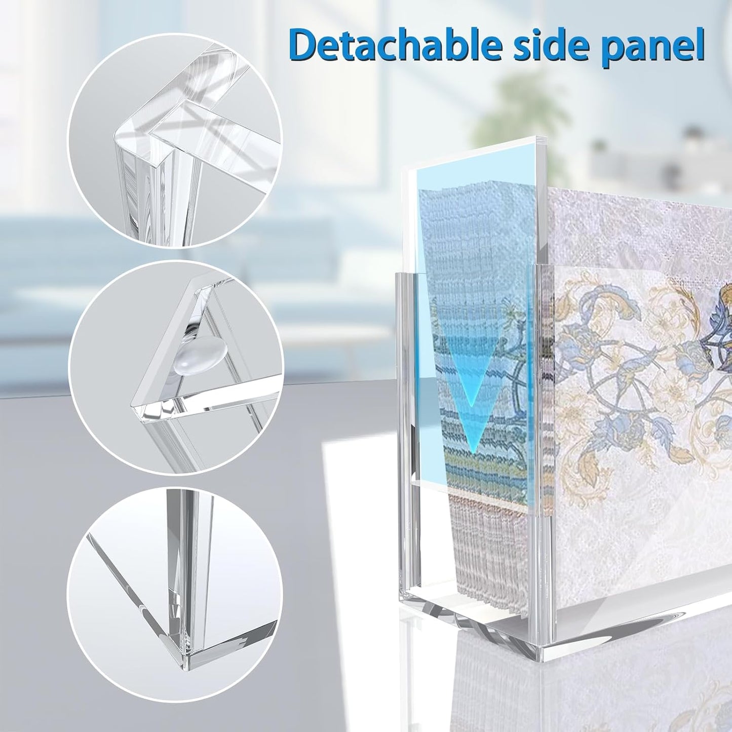 Transparent Acrylic Napkin Holder Clear Guest Paper Disposable Hand Towel Dispenser Tray Organizer For Table Home Kitchen Restaurant and Hotel Business