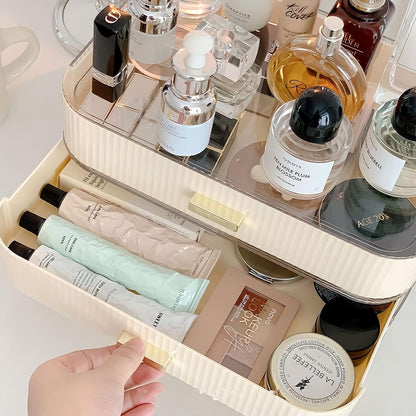 Stackable Cosmetics Organizer Drawers, Bathroom Vanity Makeup Organizers and Storage, Ideal for Desk and Dresser Countertops, Great for Palette, Skincare, Lipsticks, Nail Care. Green