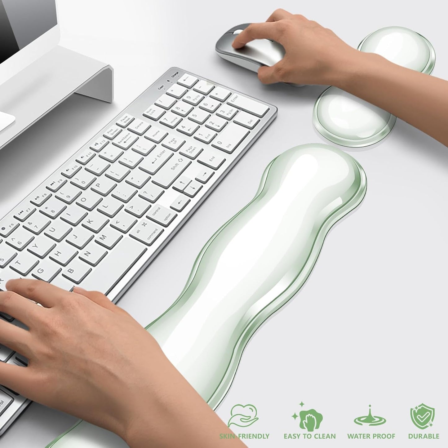 Gel Cloud Keyboard and Mouse Wrist Rest, Cute Wrist Support and Arm Support Keyboard Rest for Keyboard and Mouse Typing Pain Relief，Suitable for Office/Computer/Laptop/Gaming (Pink)