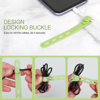 Donruby 24Pcs Silicone Cable Ties - Reusable & Washable with Locking Buckles, Adjustable Fastening Cable Management Straps, Multi-Purpose High Elasticity Cord Organizer (Purple)