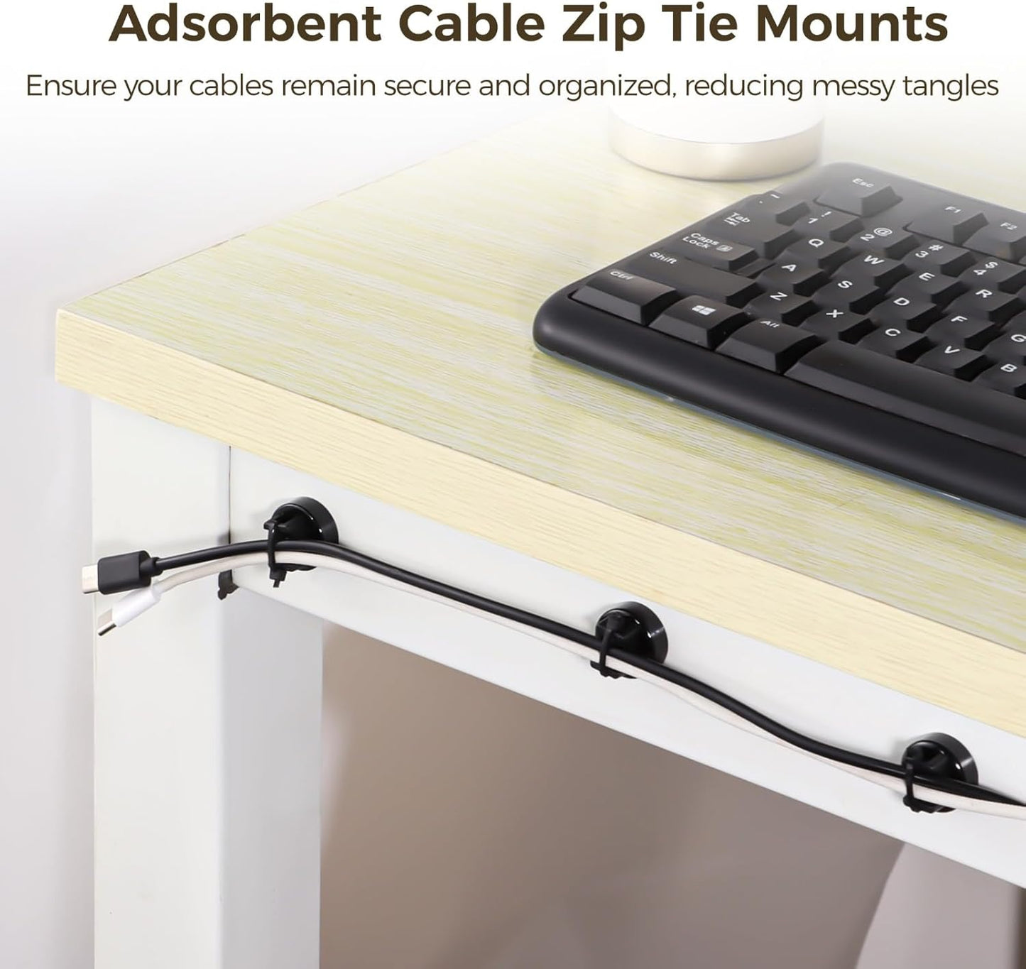 Magnetic Cable Zip Tie Mounts, 35 Pcs Magnet Bases with 200 Pcs Cable Ties, Multipurpose Wire Management Organizer for Desk PC Home Office, Adhesive-Free Cable Clips Holder