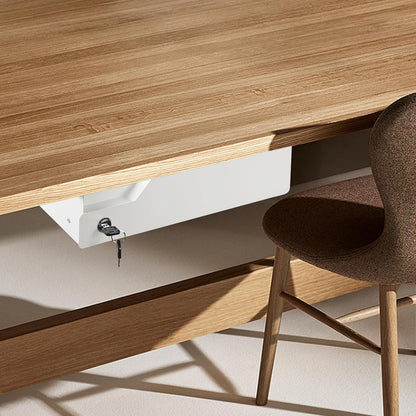 Under Desk Drawer Storage with Lock, Metal Undermount Table Drawer, Ball Bearing Slides Out Tray Organizer for Paper, Pencil, and Laptop 16"x11.8"x3.6", White