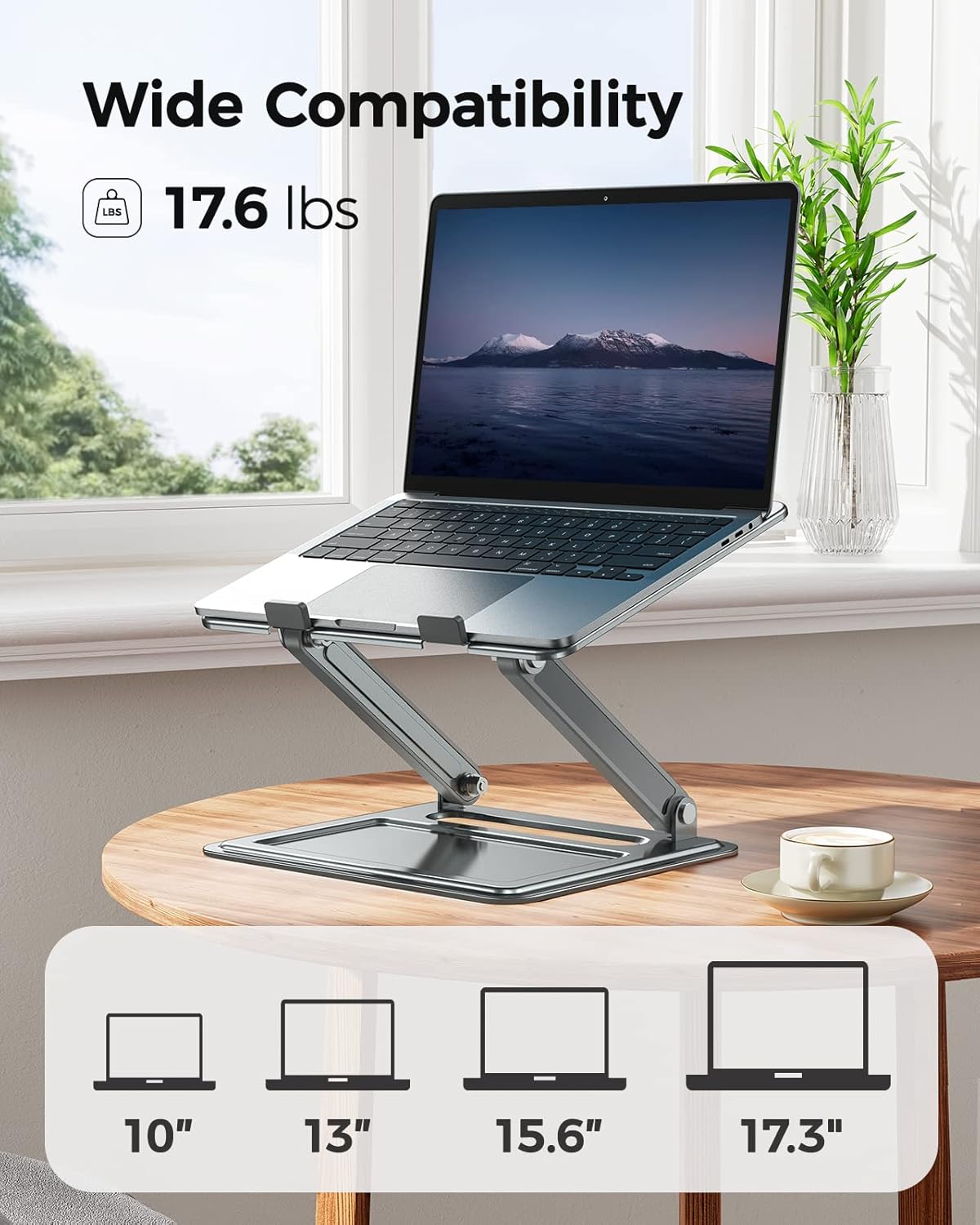 LORYERGO Adjustable Laptop Stand, Portable for 17.3inch Laptops, Holds Up to 17.6lbs, Ergonomic Posture & Heat Dissipation