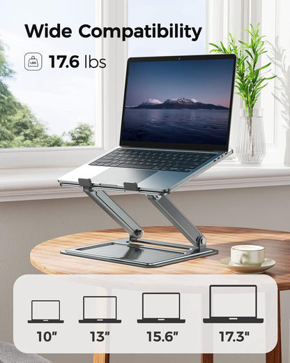 LORYERGO Adjustable Laptop Stand, Portable for 17.3inch Laptops, Holds Up to 17.6lbs, Ergonomic Posture & Heat Dissipation