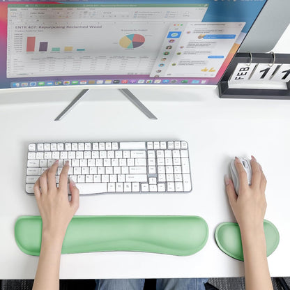 Wrist Rest for Computer Keyboard and Mouse, Ergonomic Design Wrist Support Pad for Keyboard, Soft Memory Foam Desk Pads Support Hand and Arm Easy Typing Pain Relief, 2 Piece Pad, Cream Pink