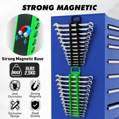 Magnetic Socket Organizer Set, 6PCS Socket Holder, 1/4", 3/8", 1/2" Sockets Holds 143 Pieces Magnetic Sockets Trays (Blue&red, 6 Pcs)