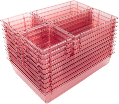 25 Pack Desk Drawer Organizer Set,Vanity and Desk Drawer Storage Bins,Clear Plastic Drawer Organizer Trays for Makeup,Office,Bathroom and Kitchen(pink)