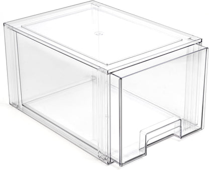 BINO | Stackable Storage Drawers, Shallow X-Large - Clear | THE CRATE COLLECTION | Storage Bins With Drawers Bathroom Organizers and Storage Organization and Storage Under Sink Organizer Vanity Home
