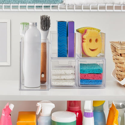 STORi Chloe Space-Saving Clear Drawer Organizer (4 Wide Drawers) Sort Office, Kitchen, Beauty Supplies, Makeup, Pens, Jewelry, Stationary, Made in USA