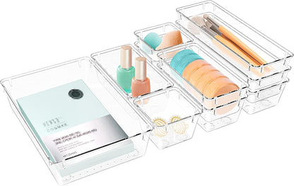 StorMiracle 16 PCS Drawer Organizer Set, 5 Varied Size Bathroom and kitchen Drawer cabinet organizer Trays, Clear Storage Bins for Makeup, Jewelry, Utensils and Gadgets
