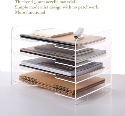 HeZone Paper Organizer Letter Tray, Clear Acrylic Paper Tray, School Teacher Office Supplies Organization, Stackable Desk File Organizer, Classroom Decor and Accessories-2 Pack…