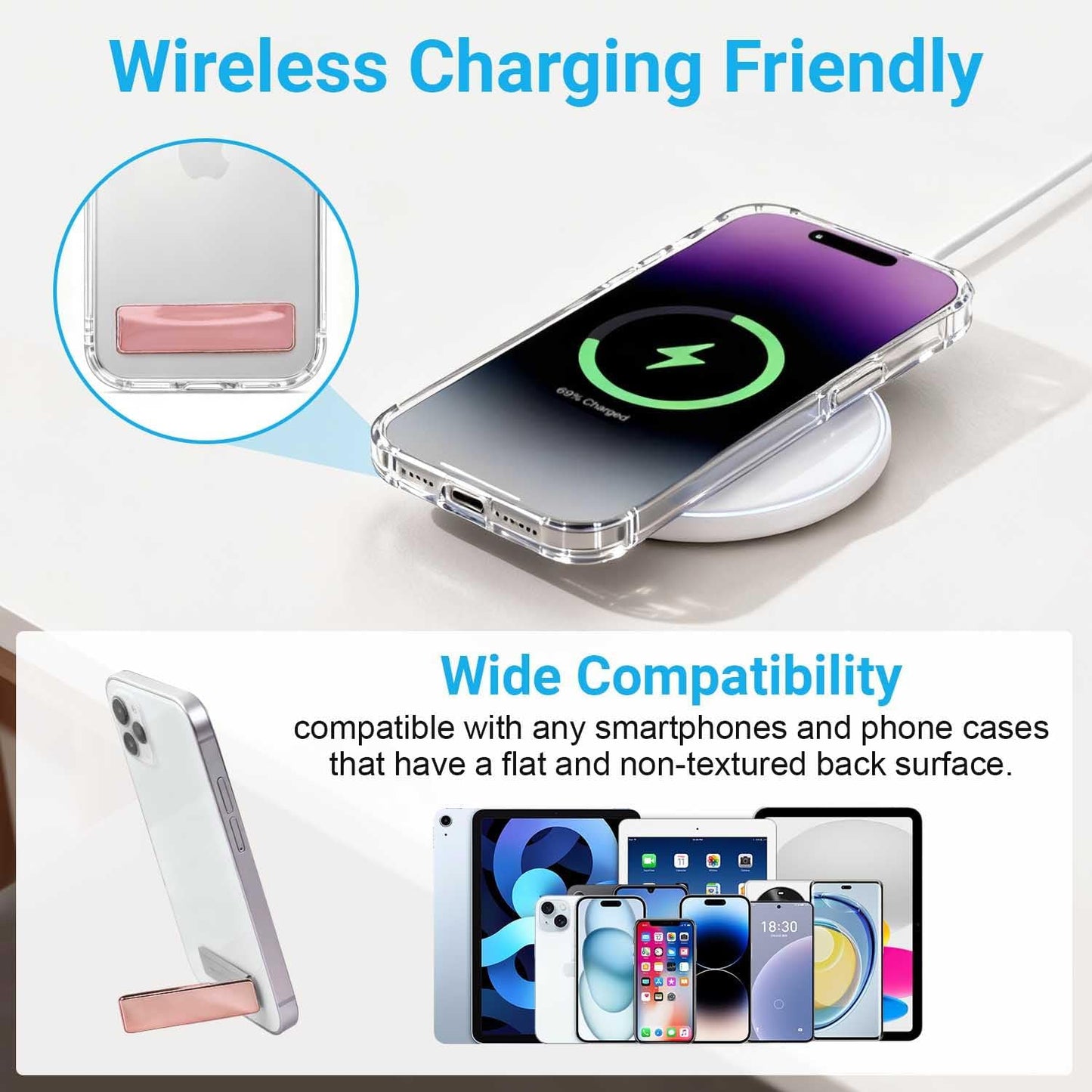 Cell Phone Kickstand 2Packs,Ultra-Thin Vertical and Horizontal Phone Stand for Desk,Adjustable Phone Holder Stand for Desk Compatible with iPhone,Samsung,Smartphones and More(Rose)
